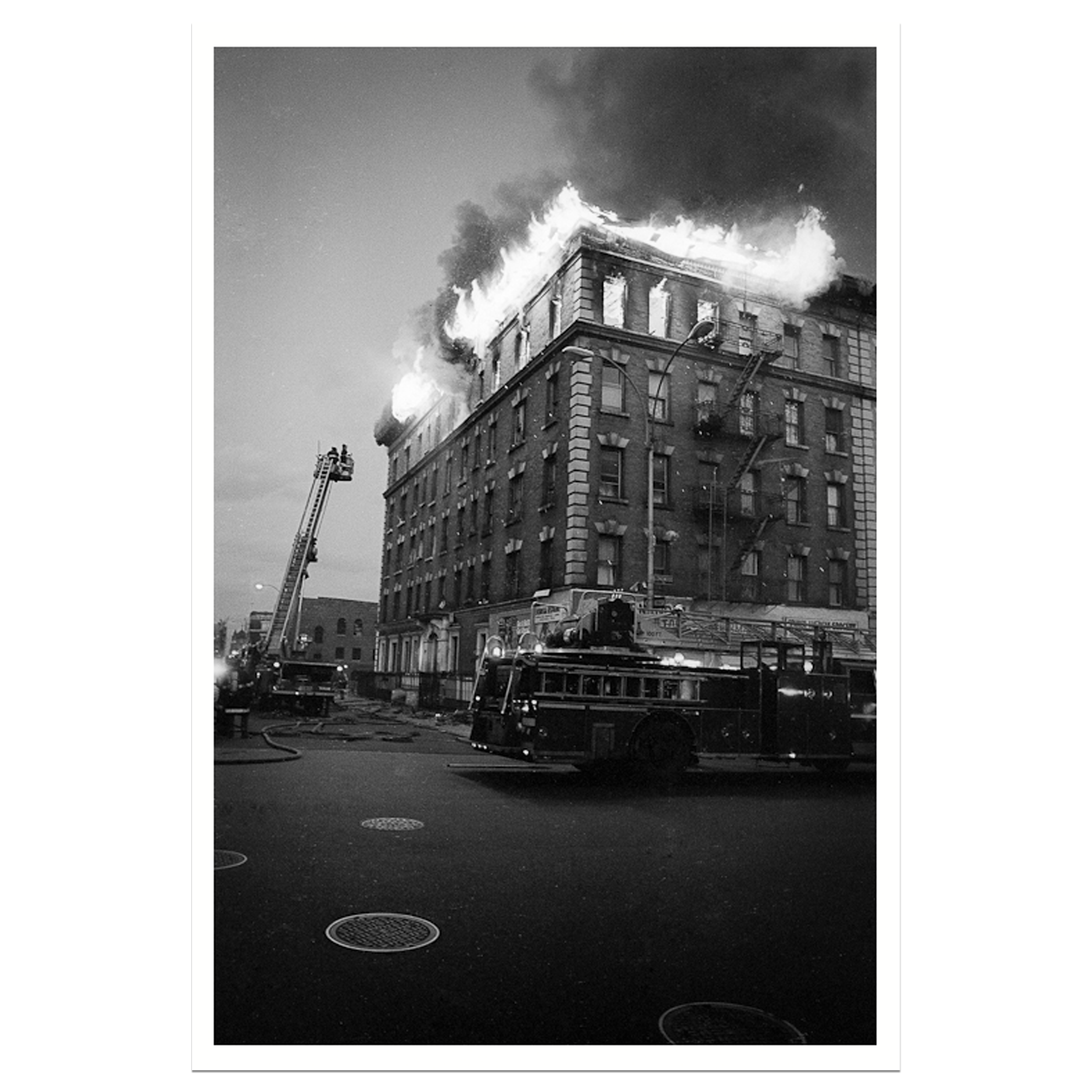 Fire at 800 Fox Street in '84 Print by Ricky Flores