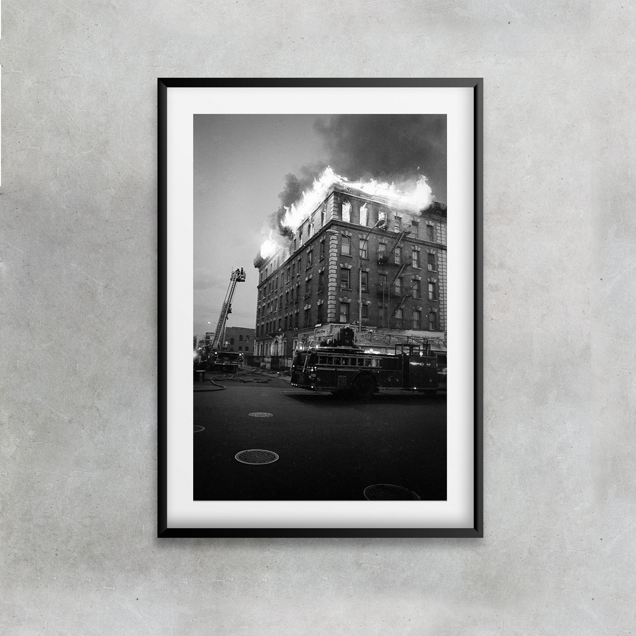 Fire at 800 Fox Street in '84 Print by Ricky Flores Framed