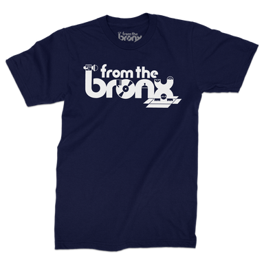 From The Bronx White Logo T-Shirt Front in Navy