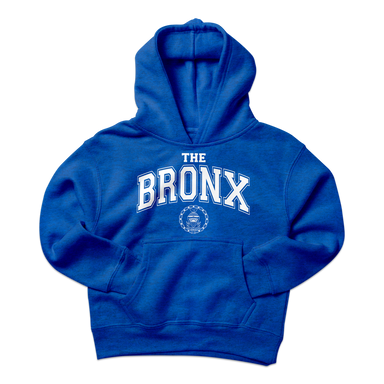 Bronx Collegiate Mid Weight Youth Hoodie Front in Royal Heather