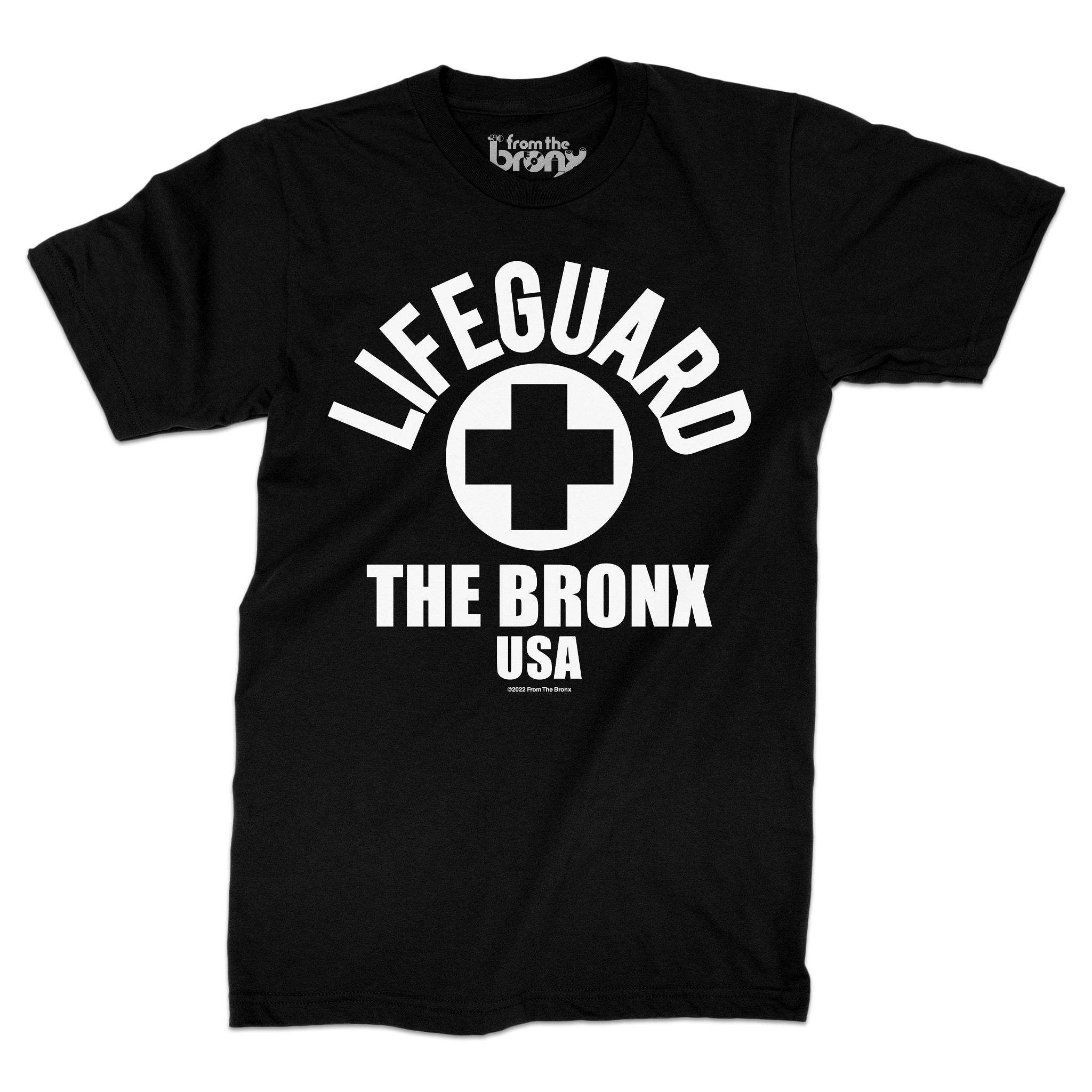 Bronx USA Lifeguard T-shirt Front in Black