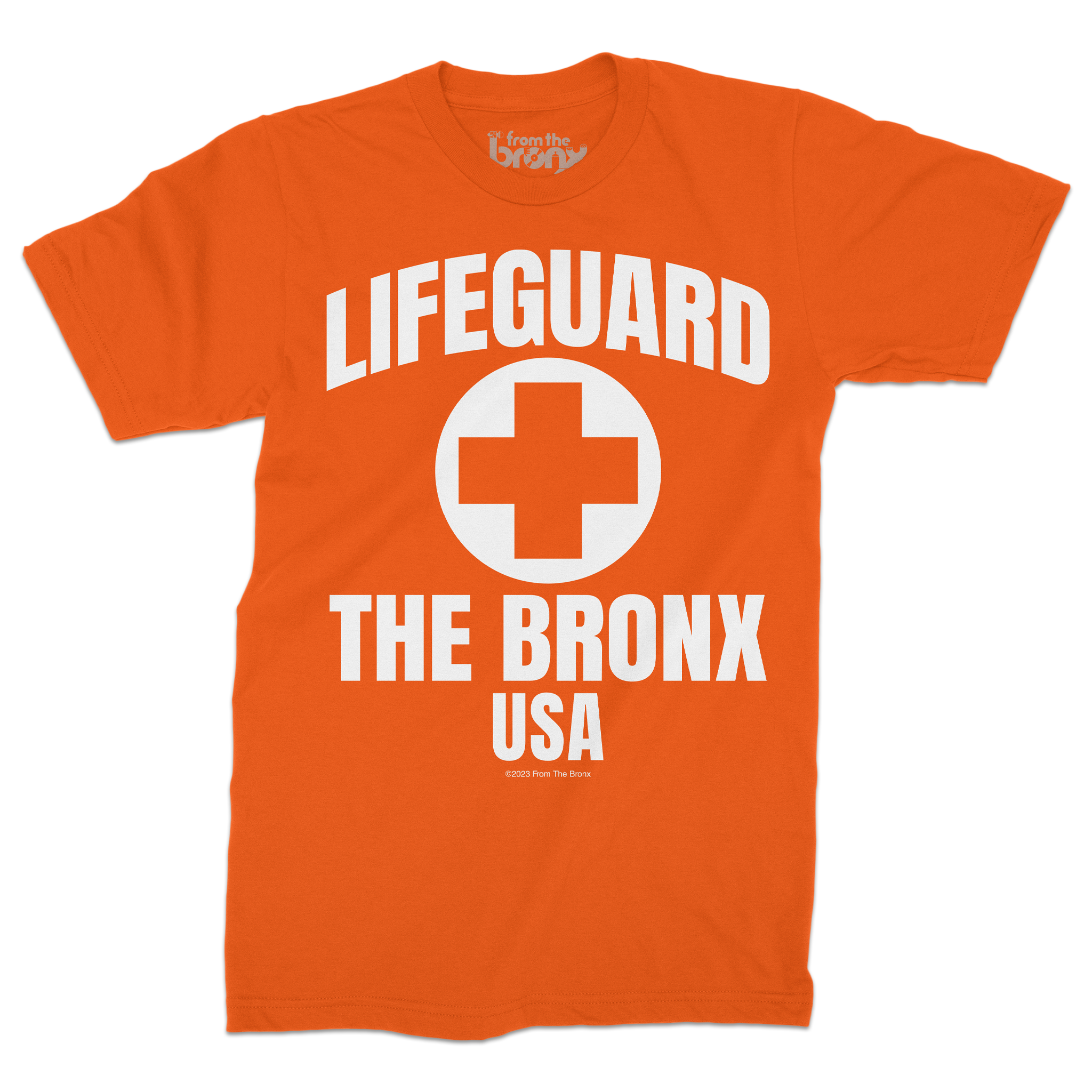 Bronx USA Lifeguard T-Shirt '23 Front in Orange