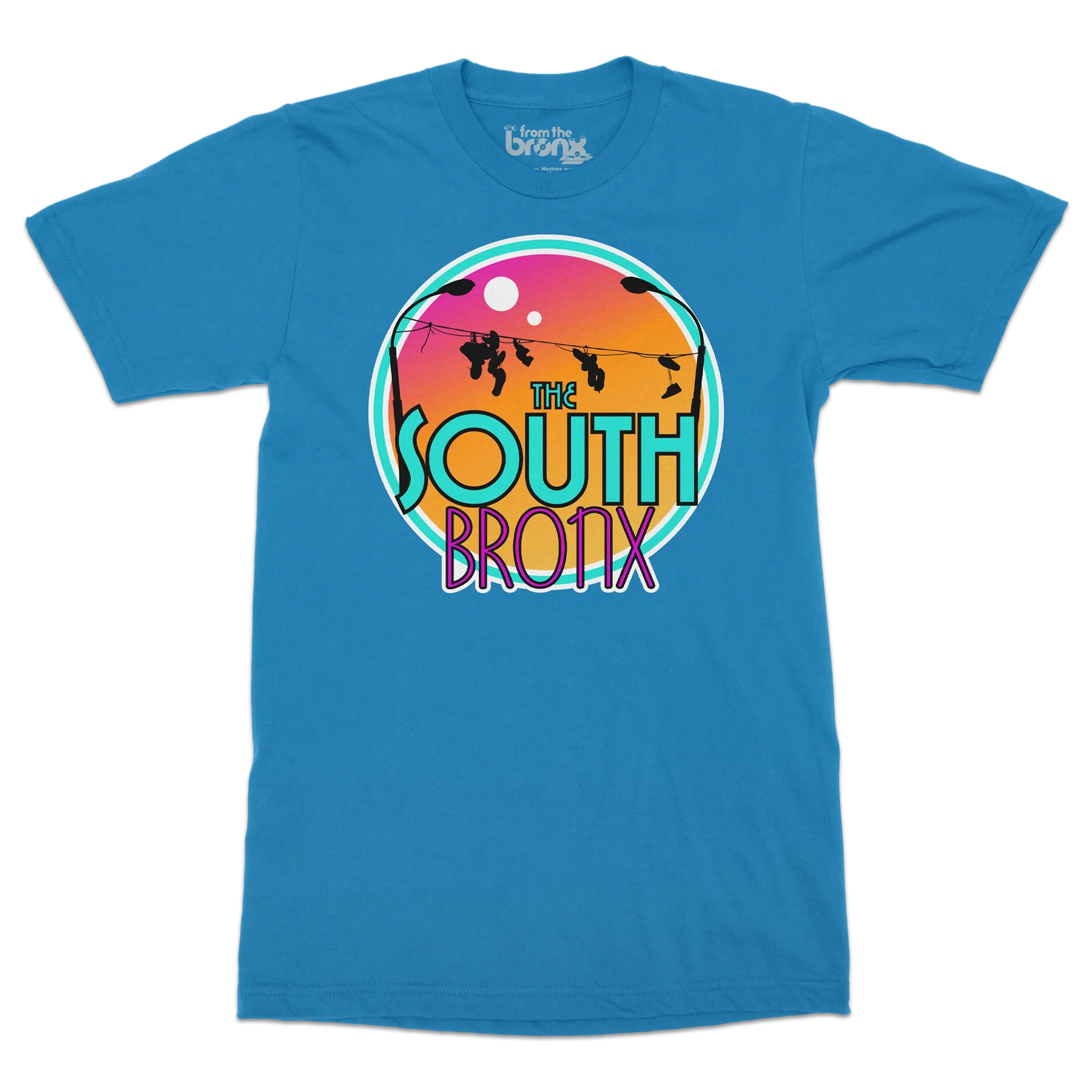 South Bronx Vacation T-Shirt Front in Turquoise Blue