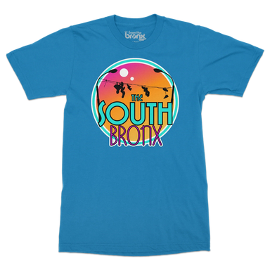 South Bronx Vacation T-Shirt Front in Turquoise Blue